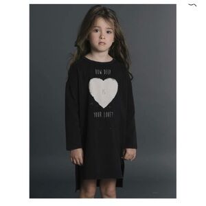 Rock Your Baby Black Long Sleeve Dress with Heart Design